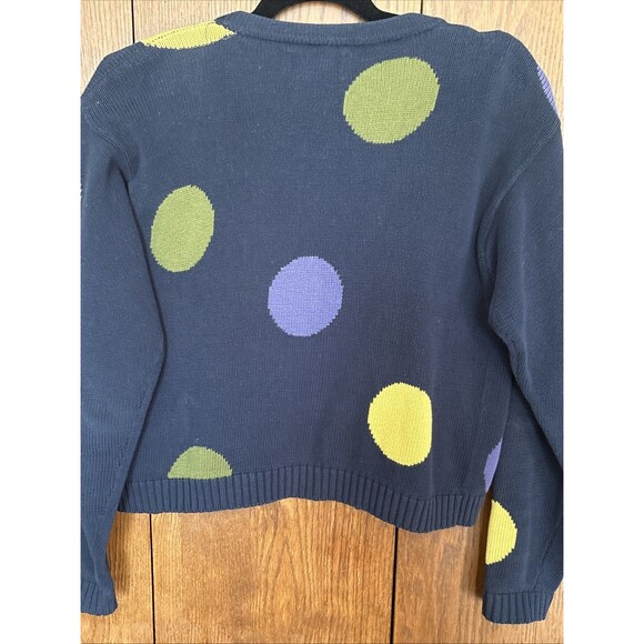 VTG Esprit Sport Navy Blue Polka Dot Button-Down Cardigan Sweater - 80s, Size L - Picture 7 of 7